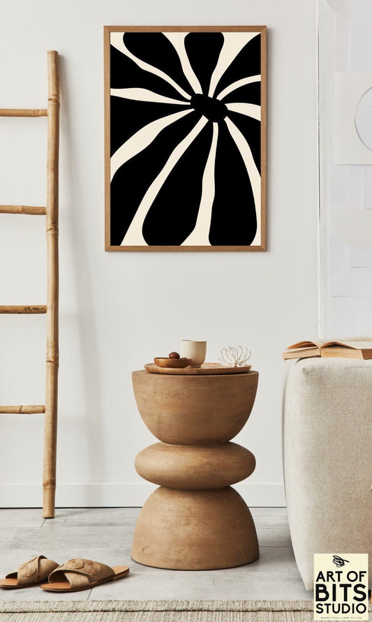 Sun Flower Print - Minimal Abstract Modern Wall Art Decor